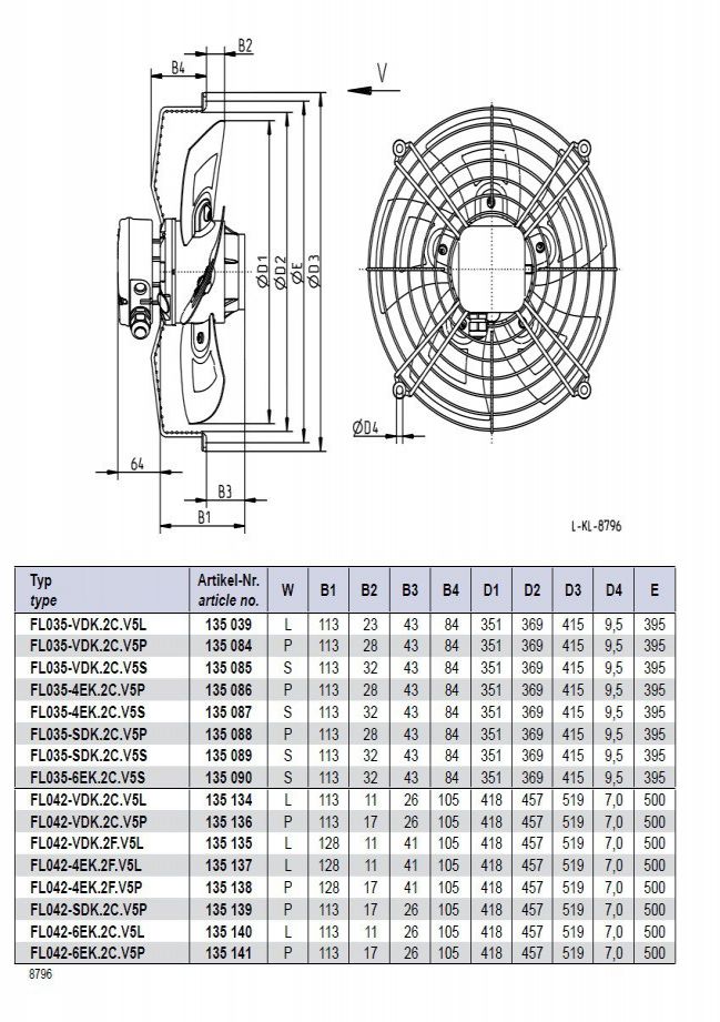 Габаритные размеры FL042-VDK.2C.V5P