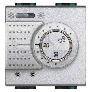 Термостат комнатный с переключателем "зима/лето" и релейным вых. на С-NO 2А 2м LivingLight Алюминий