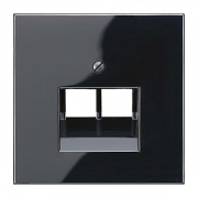 Накладка 2-ая компьютерной/телефонной RJ45/RJ11 розетки наклонная Jung LS Черный