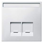 Накладка 2-ая тел/комп розеток с полем для надп Rj11/RJ45 прямая System Design Merten полярно-белый