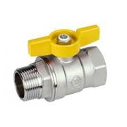 Кран шаровой Giacomini R254D - 1" (ВР/НР, PN5, Tmax 185°C, ручка-бабочка желтая, для газа)