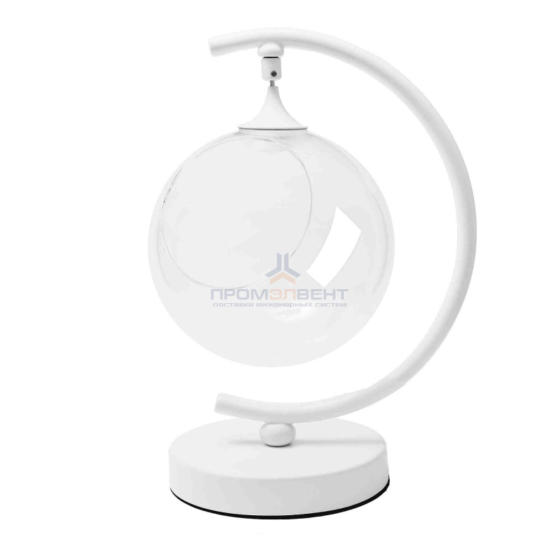 FT-08-01 Фитосветильник настольный, светодиодный, стеклянный шар Ø150мм, 5 В, 1Вт, диммер, USB-штекер длиной 1,8 м, С-образный, белый (без наполнения)