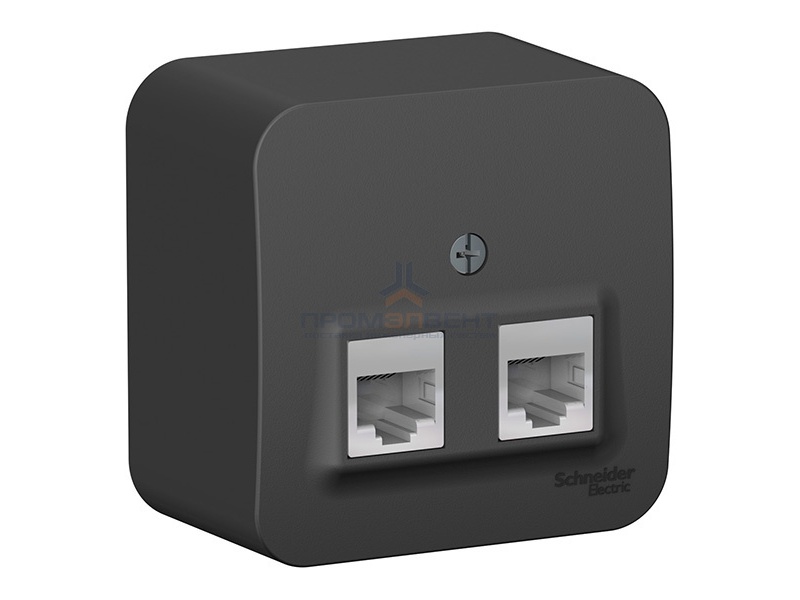 Розетка двойная RJ45 + RJ11 Blanca Schneider Electric антрацит изол.пластина