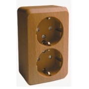 Розетка двойная c/з со шторками Этюд темный бук [уп 16шт]