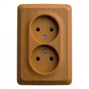 Розетка угловая двойная б/з Этюд темный бук [уп 9шт]