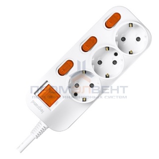 Anam Legrand e-Fren 3 Удлинитель с выключателем+ индивидуальным выкл.,шнур 4.5м, 16A, 250V