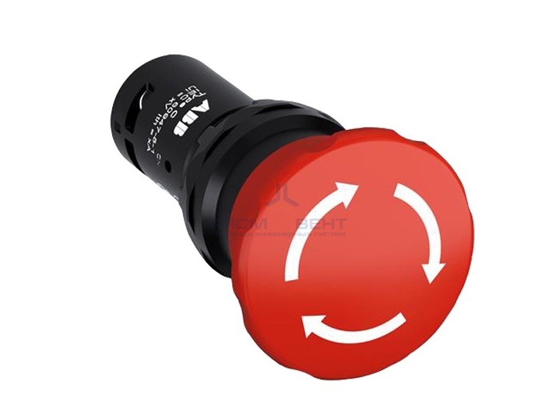 Кнопка ABB CE4T-10R-11 аварийного останова с фиксацией 1НО1НЗ отпускание поворотом 40мм